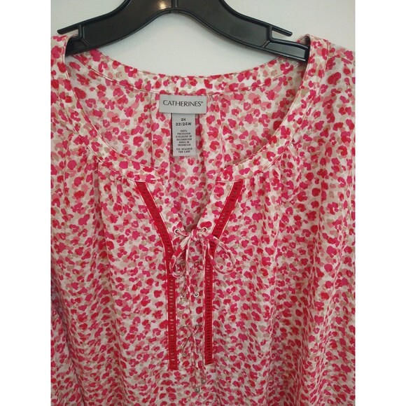 Catherine's flared sleeve Tassel Top 2x Pink Boho Beachy Cottage Core Feminine - Picture 5 of 8